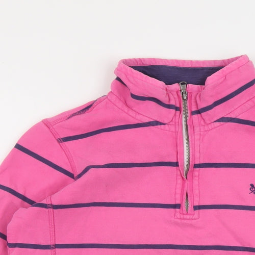 Crew Clothing Womens Pink Striped Cotton Pullover Sweatshirt Size 10 Zip