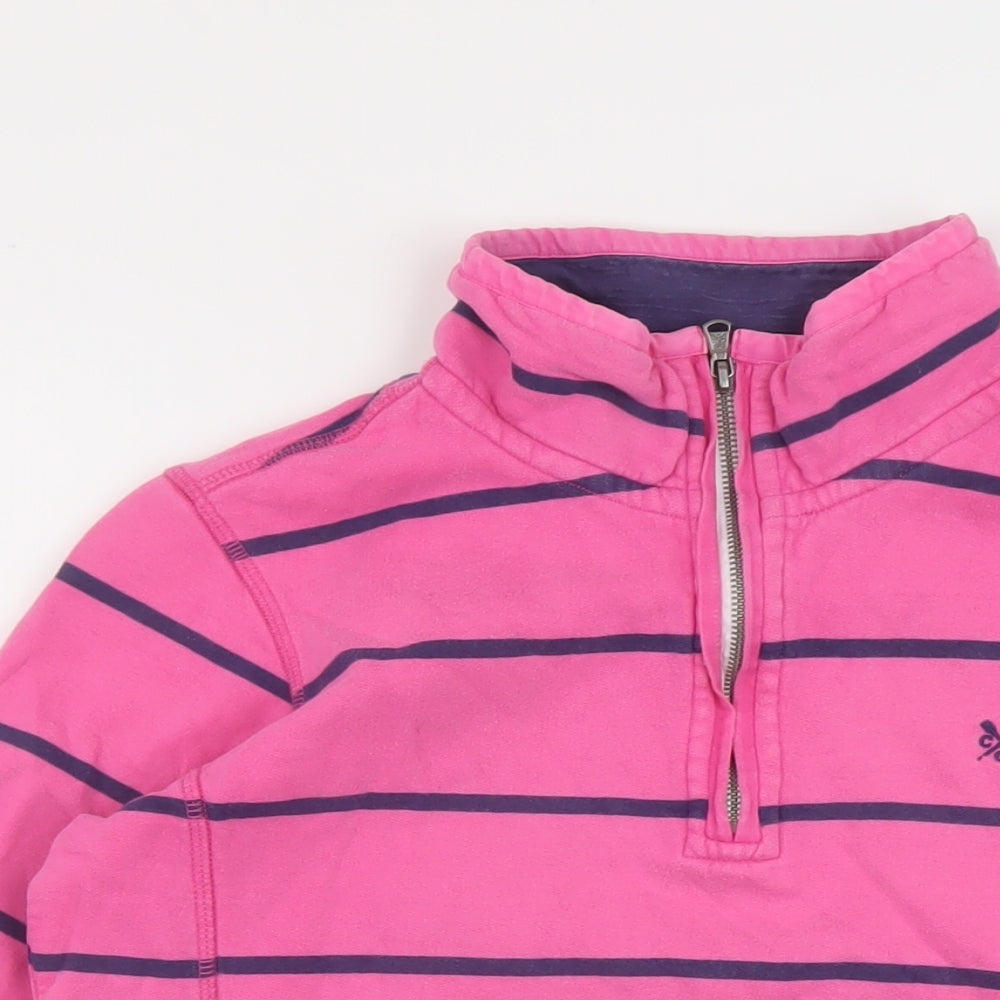 Crew Clothing Womens Pink Striped Cotton Pullover Sweatshirt Size 10 Zip