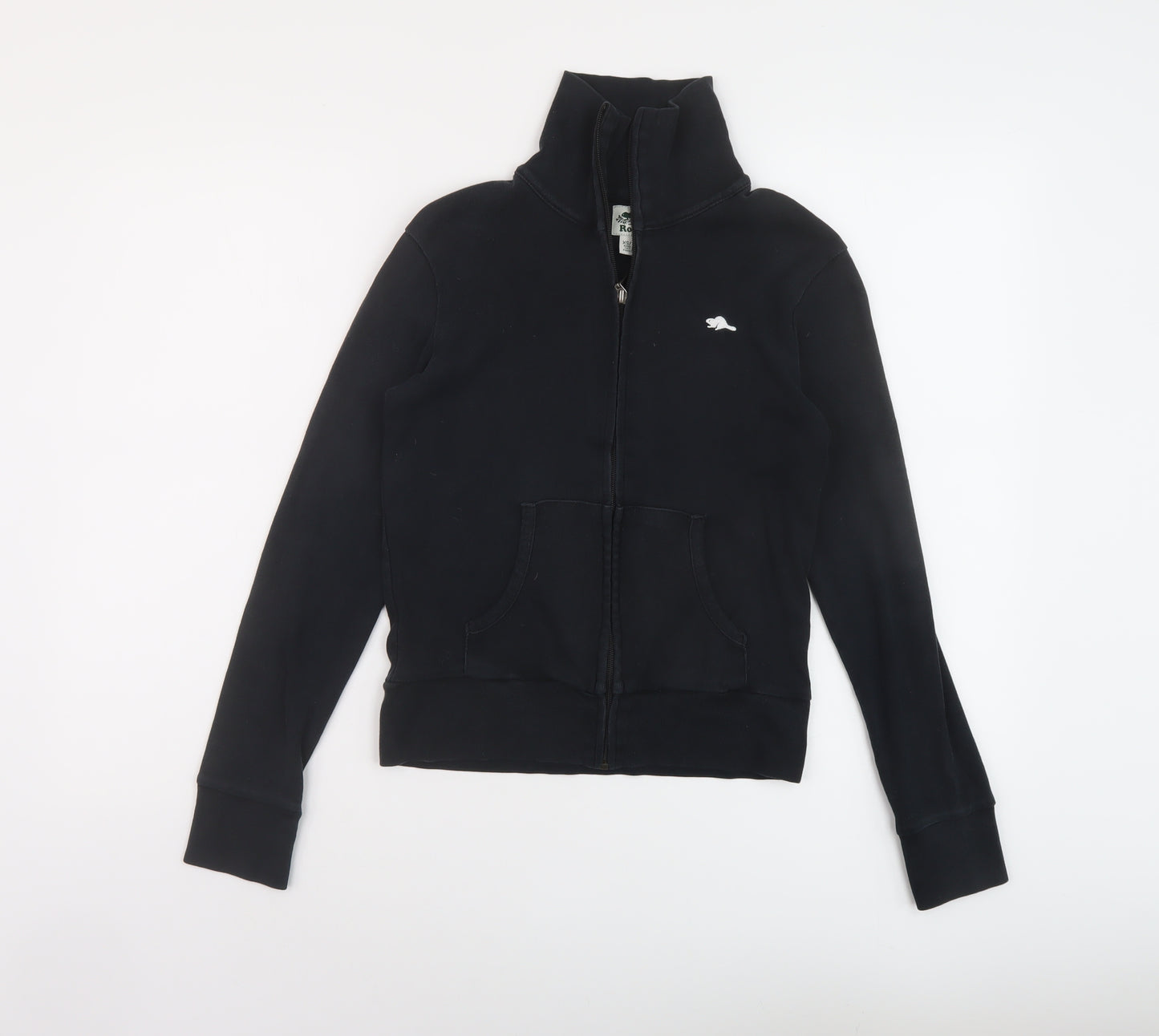 Roots Womens Black Cotton Full Zip Sweatshirt Size XS Zip