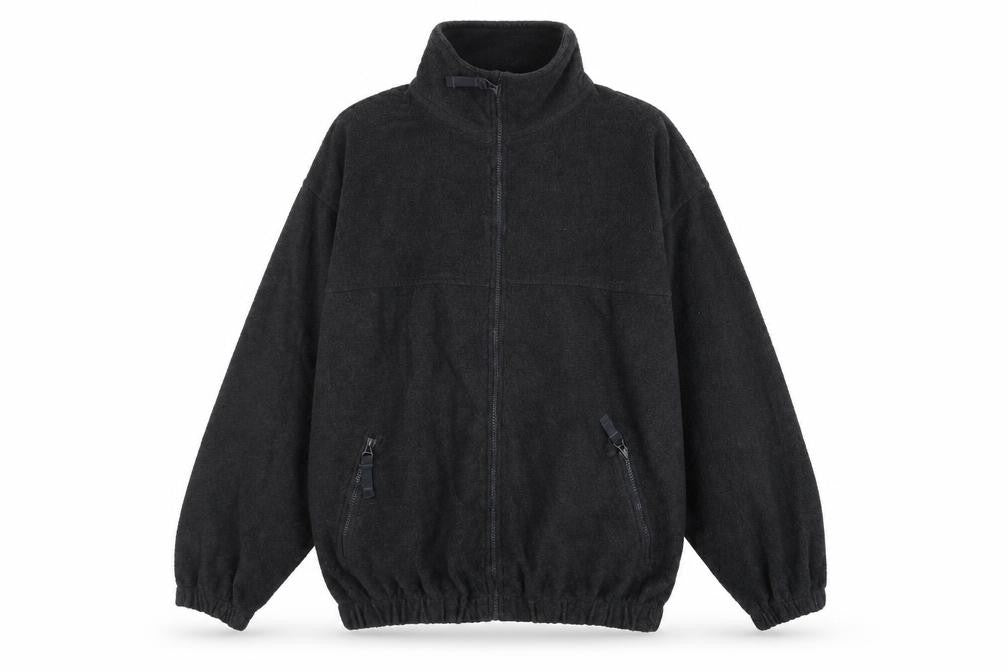 Front view of Brunt Wood men’s grey jacket, size M, zip