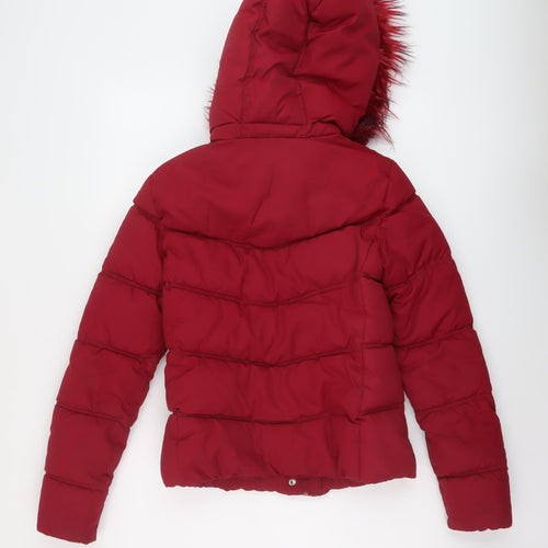 Bershka Womens Red Puffer Jacket Jacket Size S Zip
