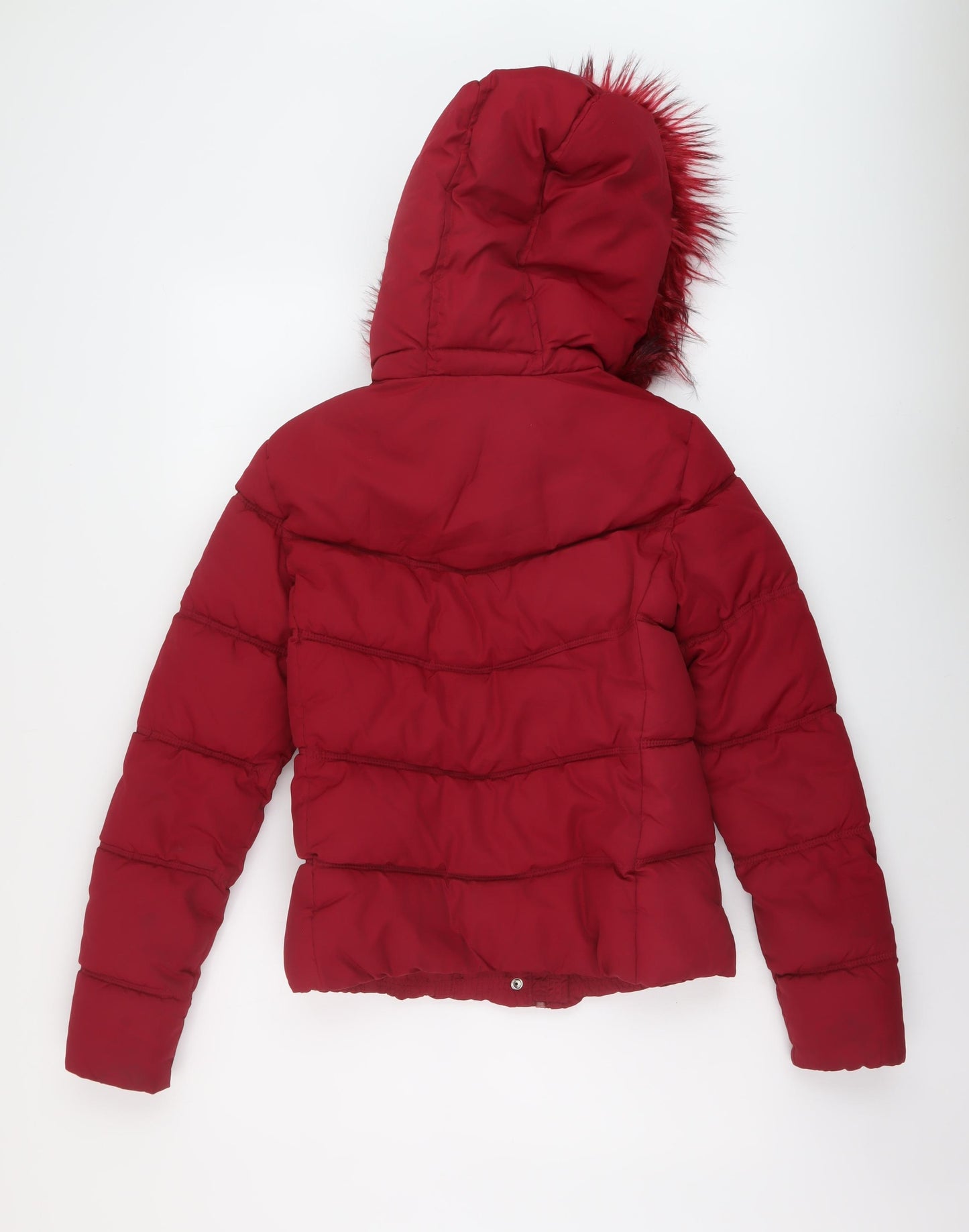Bershka Womens Red Puffer Jacket Jacket Size S Zip