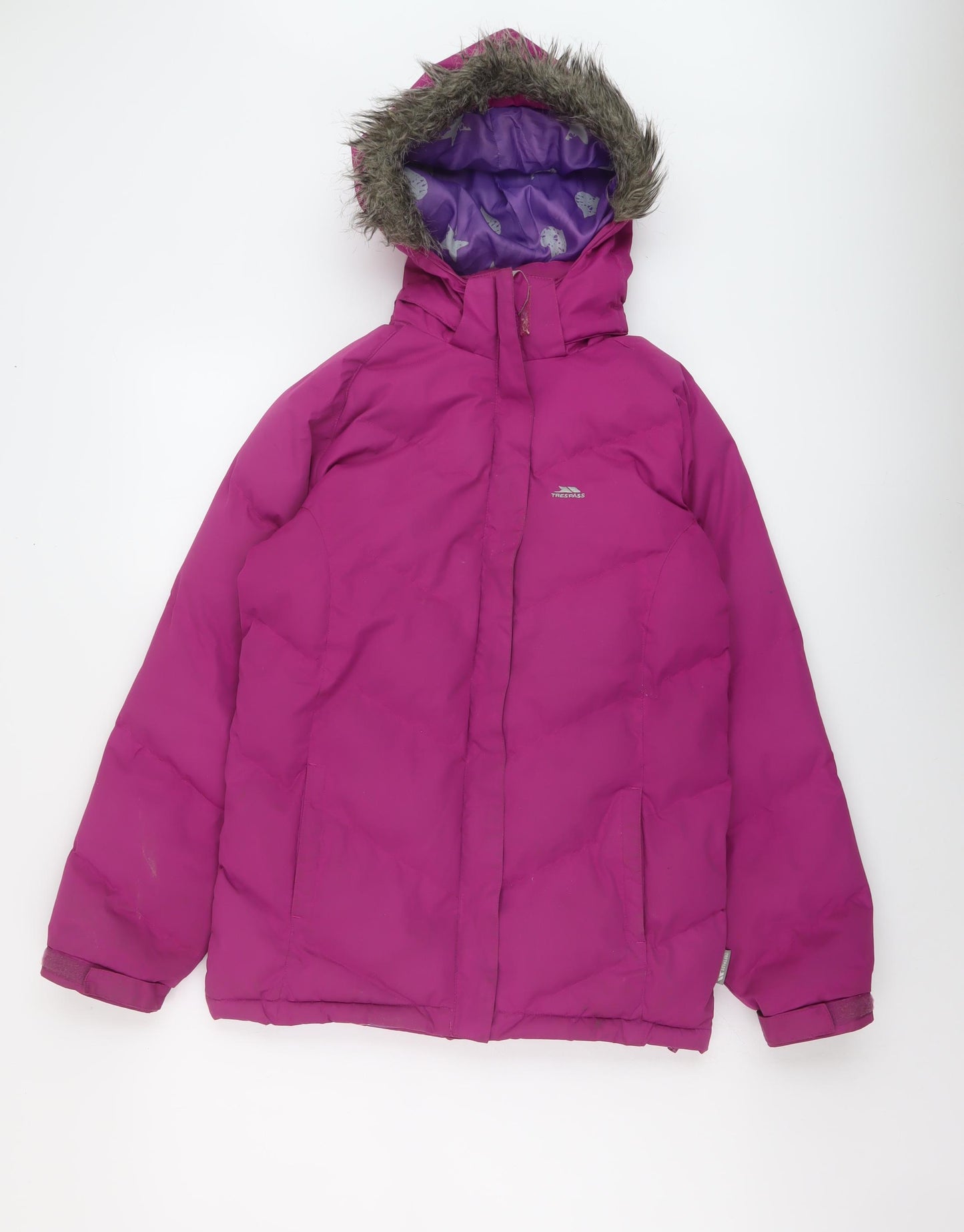 Trespass Girls Pink Puffer Jacket Jacket Size 11-12 Years Zip