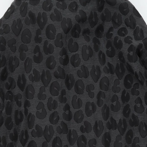 H&M Womens Grey Animal Print Parka Coat Size 6 Zip