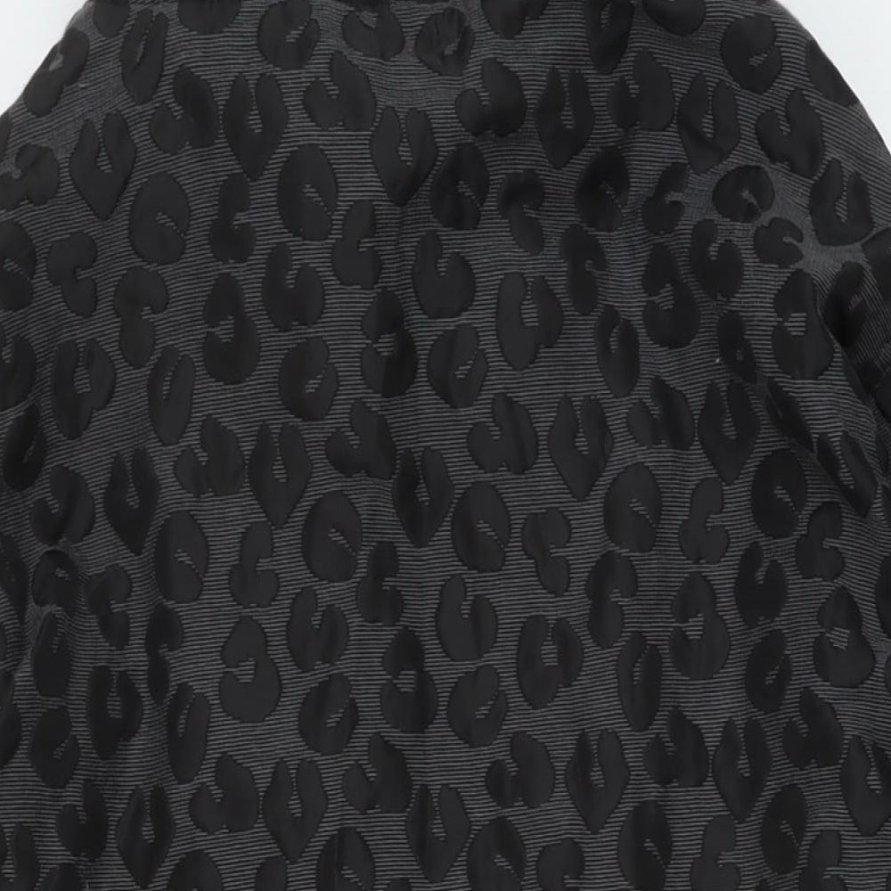 H&M Womens Grey Animal Print Parka Coat Size 6 Zip