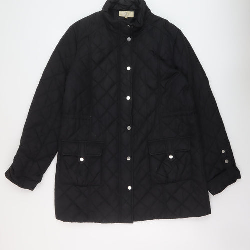 CC Womens Black Quilted Jacket Size L Zip