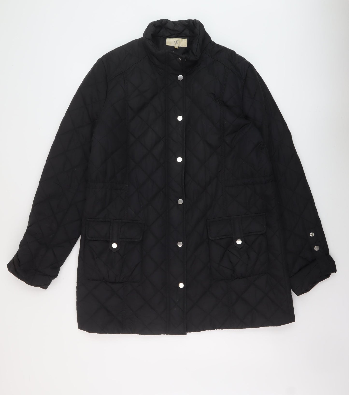 CC Womens Black Quilted Jacket Size L Zip
