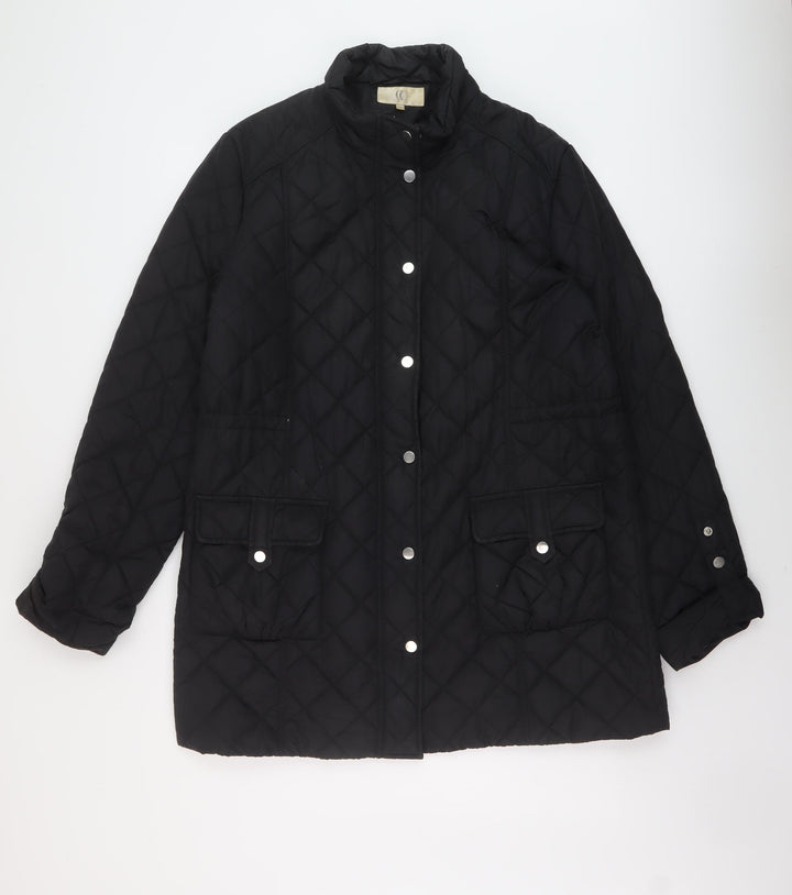 CC Womens Black Quilted Jacket Size L Zip
