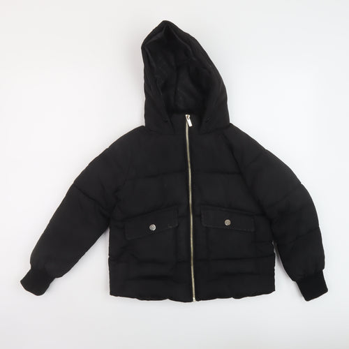 River Island Girls Black Puffer Jacket Jacket Size 7-8 Years Zip