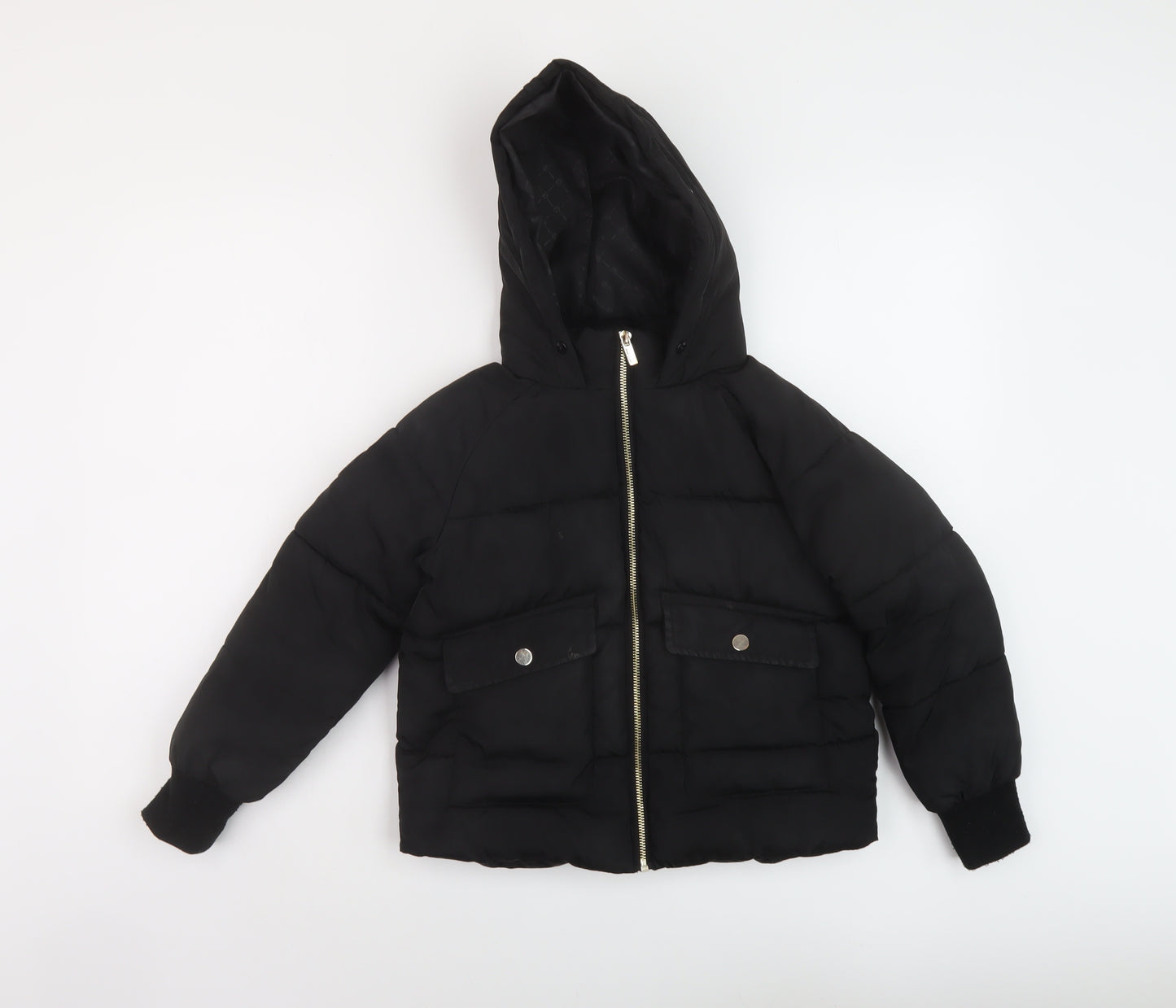 River Island Girls Black Puffer Jacket Jacket Size 7-8 Years Zip