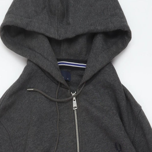 Fred Perry Mens Grey Cotton Full Zip Hoodie Size S
