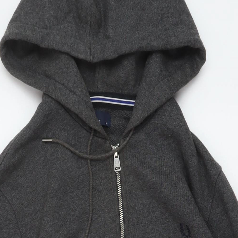 Fred Perry Mens Grey Cotton Full Zip Hoodie Size S