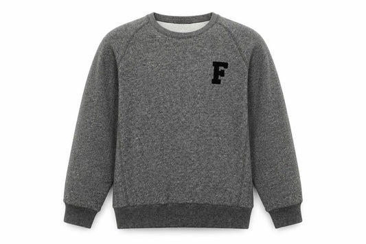 Front view of French Connection men’s grey cotton pullover sweatshirt, size XL
