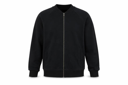 Front view of Blood Brother men’s black cotton full zip sweatshirt, size XL
