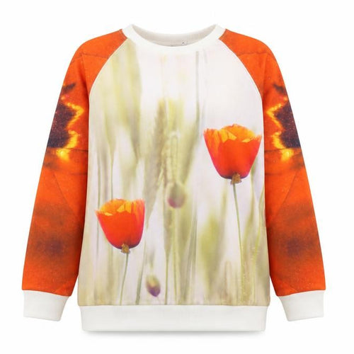 Via Delle Rose Womens Red Floral Polyester Pullover Sweatshirt Size S Pullover