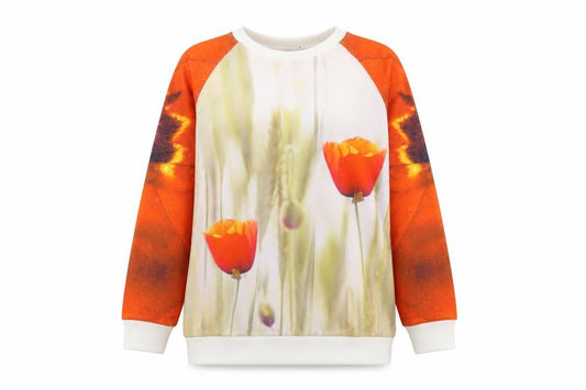 Via Delle Rose Womens Red Floral Polyester Pullover Sweatshirt Size S Pullover