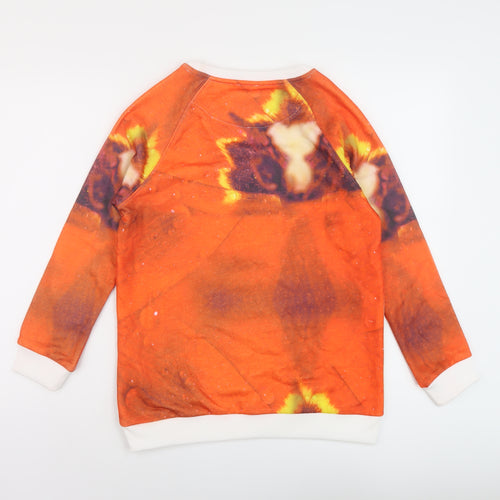 Via Delle Rose Womens Red Floral Polyester Pullover Sweatshirt Size S Pullover