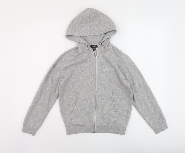 New Look Girls Grey Cotton Full Zip Hoodie Size 9 Years Zip