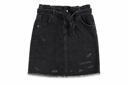 Denim & Co. Girls Grey Cotton A-Line Skirt Size 12-13 Years Regular Button