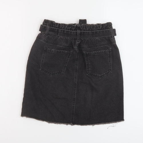 Denim & Co. Girls Grey Cotton A-Line Skirt Size 12-13 Years Regular Button