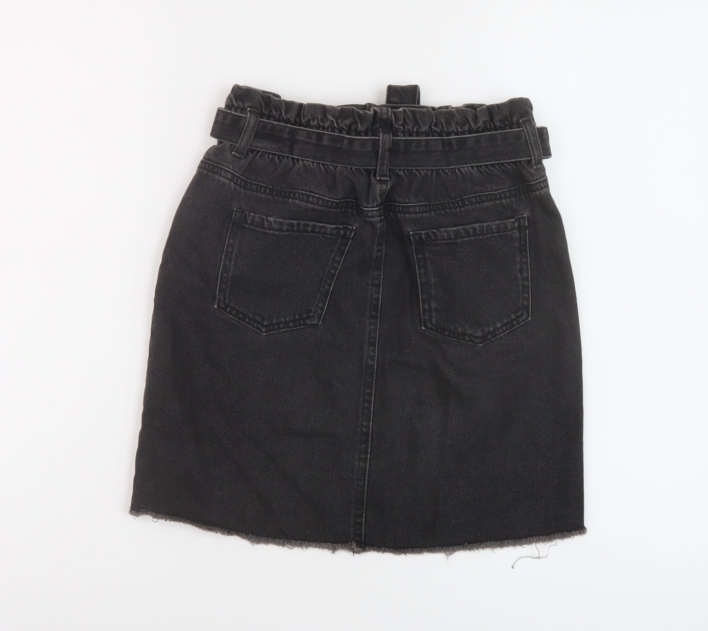 Denim & Co. Girls Grey Cotton A-Line Skirt Size 12-13 Years Regular Button