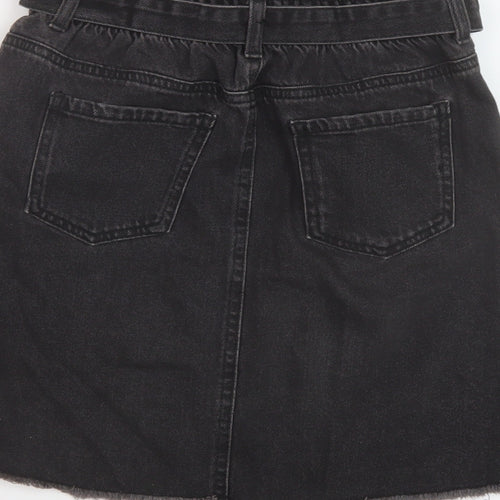 Denim & Co. Girls Grey Cotton A-Line Skirt Size 12-13 Years Regular Button