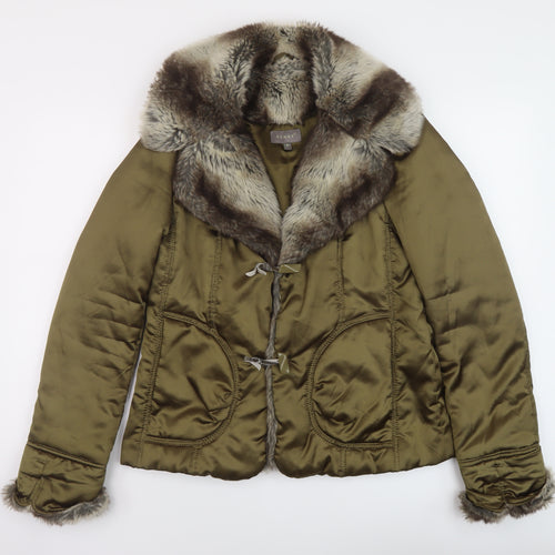 Kenar Womens Green Jacket Size 12 Toggle