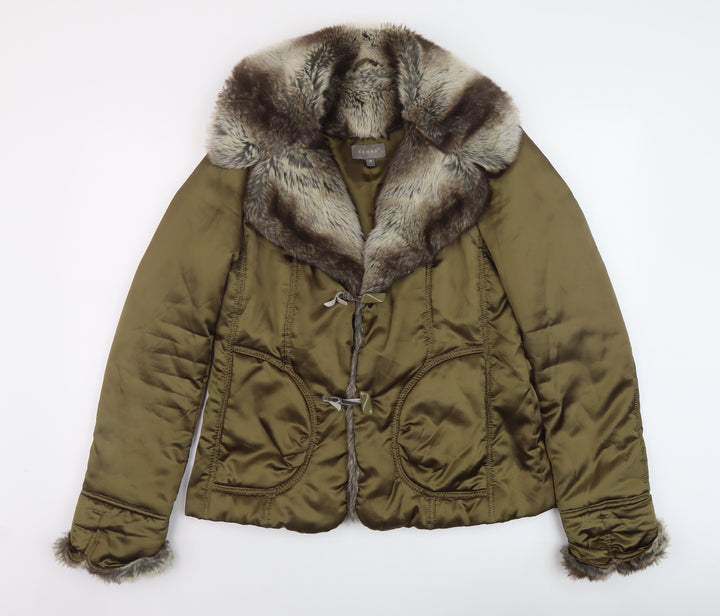 Kenar Womens Green Jacket Size 12 Toggle