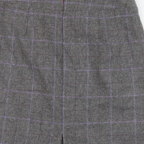 Barilocke Womens Grey Plaid Wool A-Line Skirt Size 14 Zip