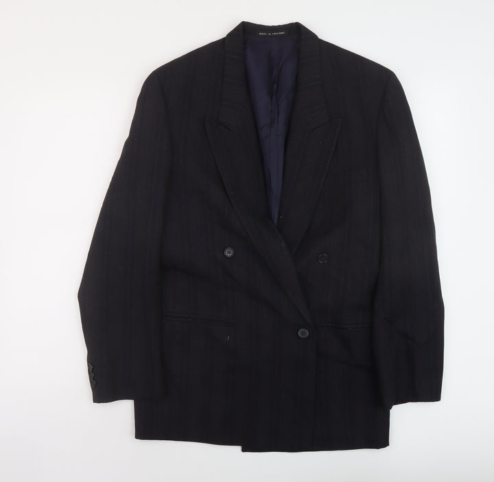Anton Ferrare Mens Blue Striped Wool Jacket Suit Jacket Size 40 Regular