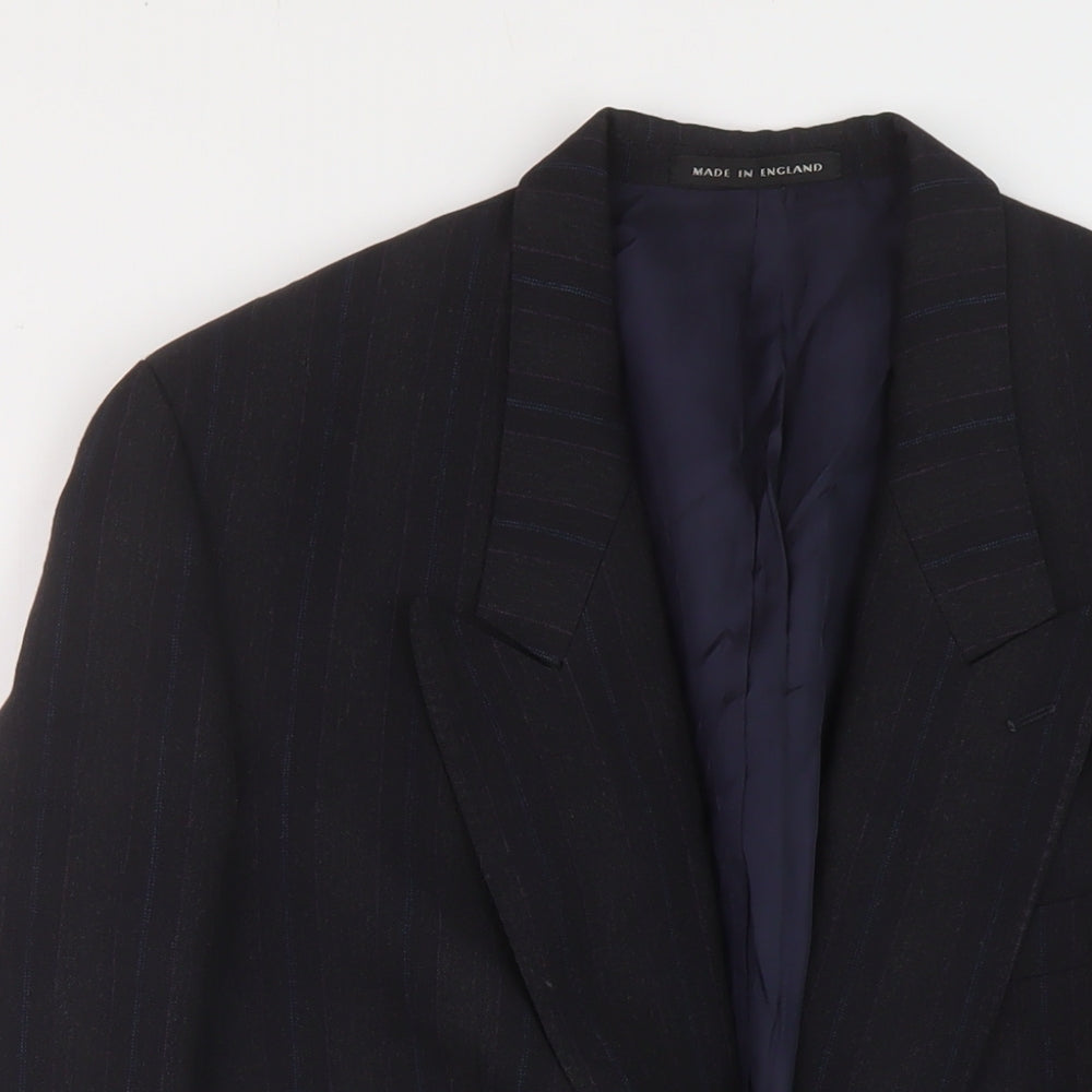 Anton Ferrare Mens Blue Striped Wool Jacket Suit Jacket Size 40 Regular