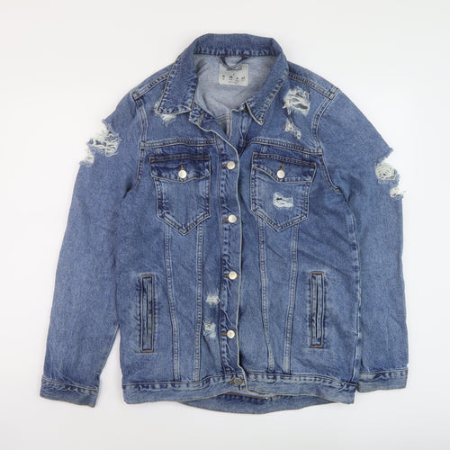 Denim & Co. Womens Blue Jacket Size 10 Button