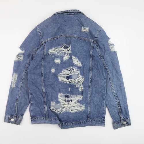 Denim & Co. Womens Blue Jacket Size 10 Button