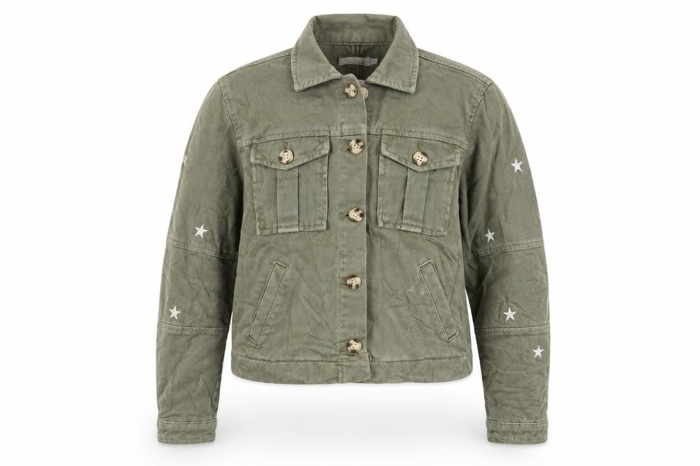 Mint Velvet Girls Green Geometric Jacket Size 11-12 Years Button