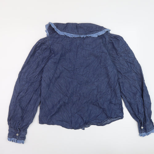 Dorothy Perkins Womens Blue Cotton Basic Button-Up Size 12 Collared