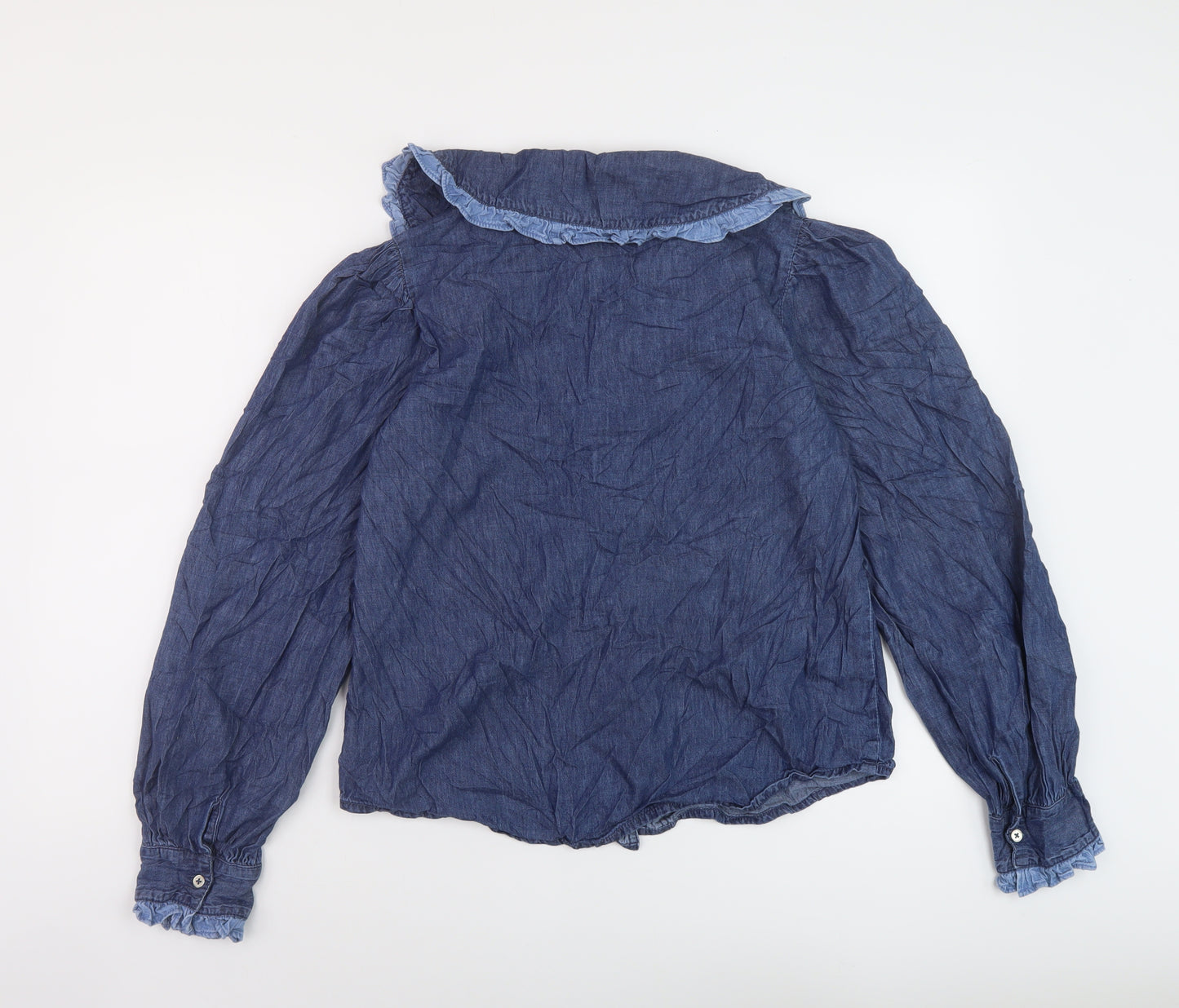 Dorothy Perkins Womens Blue Cotton Basic Button-Up Size 12 Collared