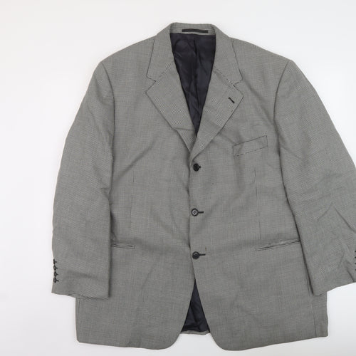 Jonathan Chrles Mens Black Geometric Wool Jacket Suit Jacket Size 50 Regular