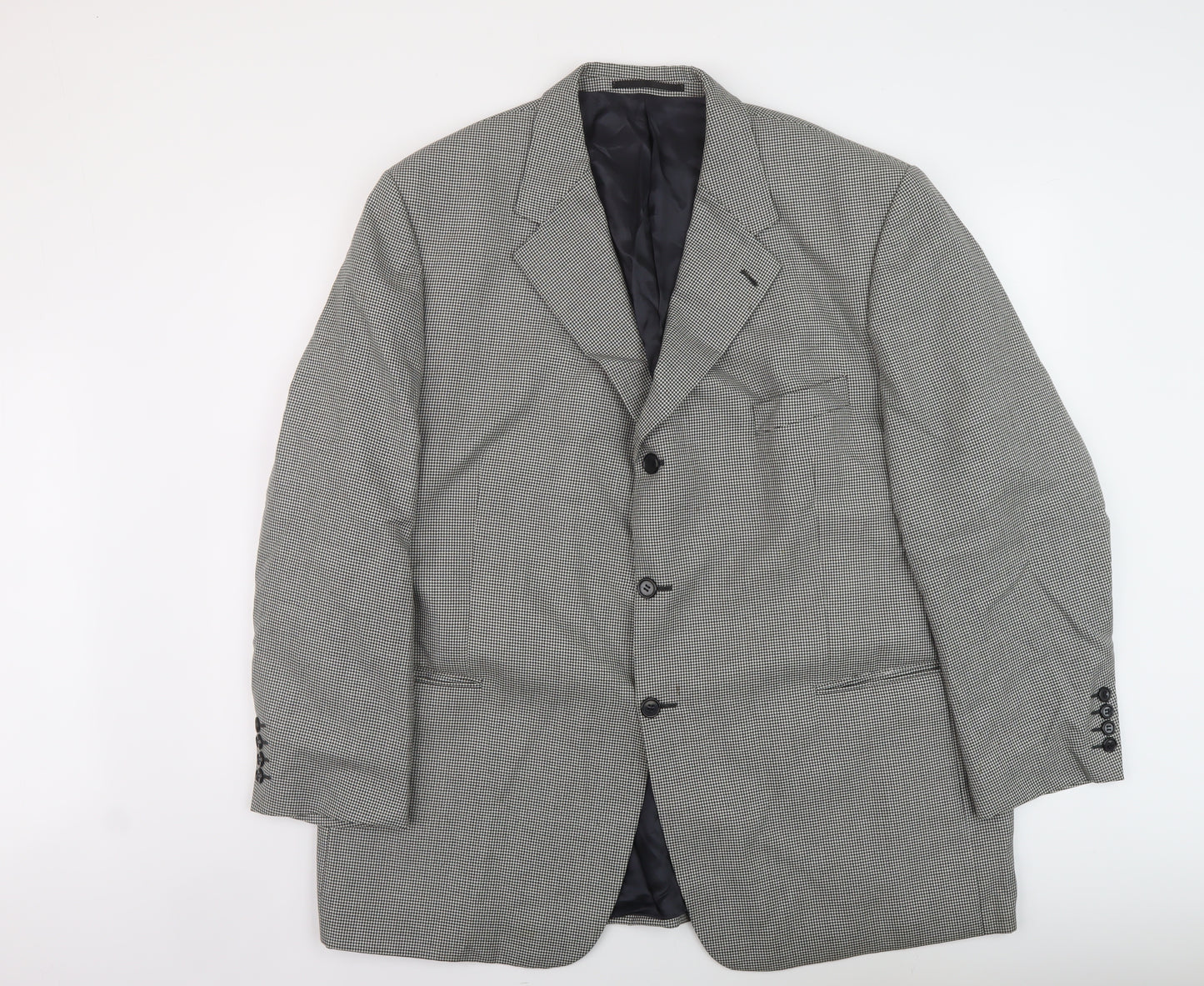 Jonathan Chrles Mens Black Geometric Wool Jacket Suit Jacket Size 50 Regular