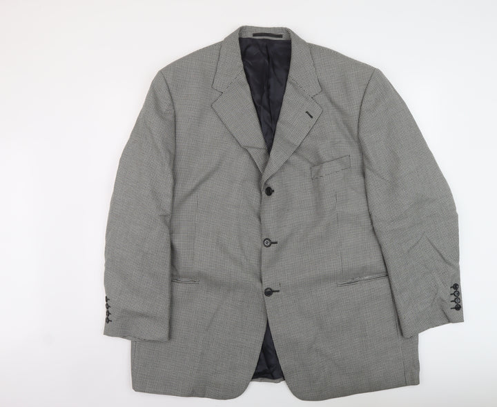 Jonathan Chrles Mens Black Geometric Wool Jacket Suit Jacket Size 50 Regular