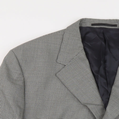 Jonathan Chrles Mens Black Geometric Wool Jacket Suit Jacket Size 50 Regular