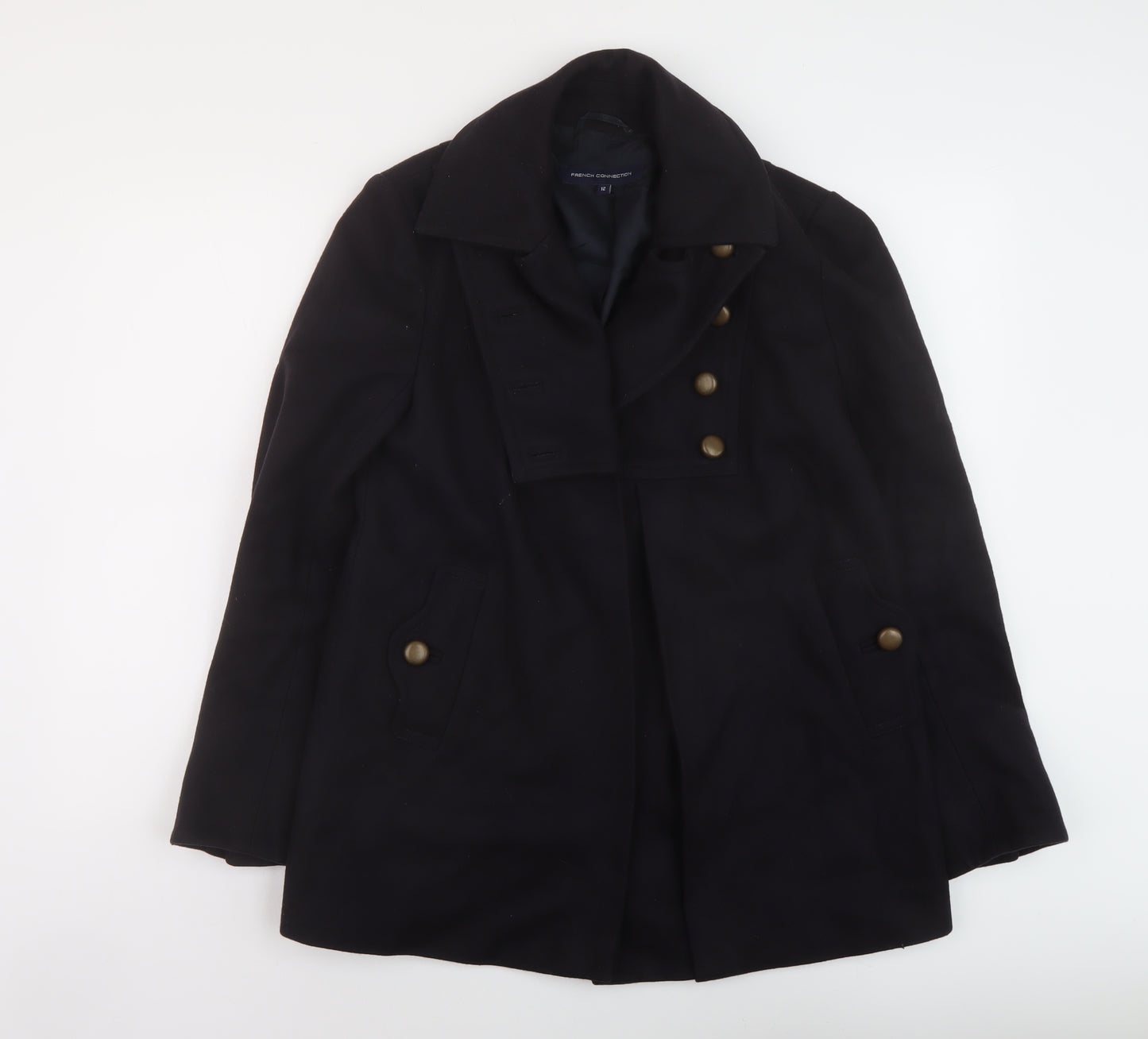 French Connection Womens Blue Overcoat Coat Size 12