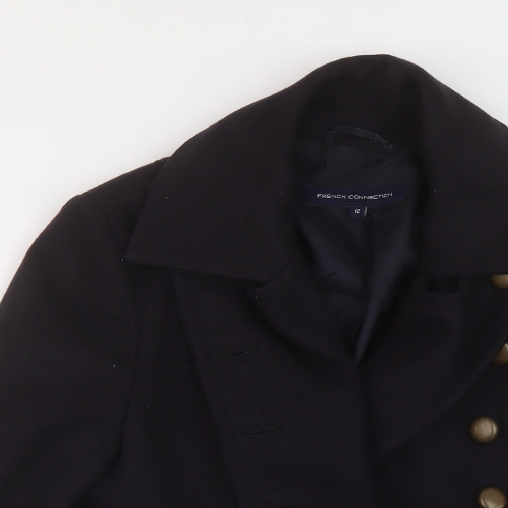 French Connection Womens Blue Overcoat Coat Size 12