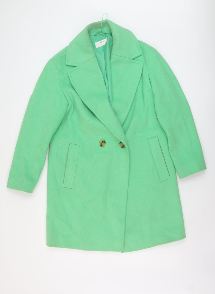 Marks and Spencer Womens Green Overcoat Coat Size 8 Button