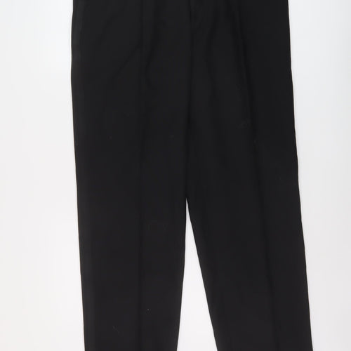 Brook Mens Black Polyester Trousers Size 38 in L31 in Regular Button