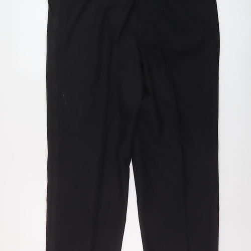 Brook Mens Black Polyester Trousers Size 38 in L31 in Regular Button