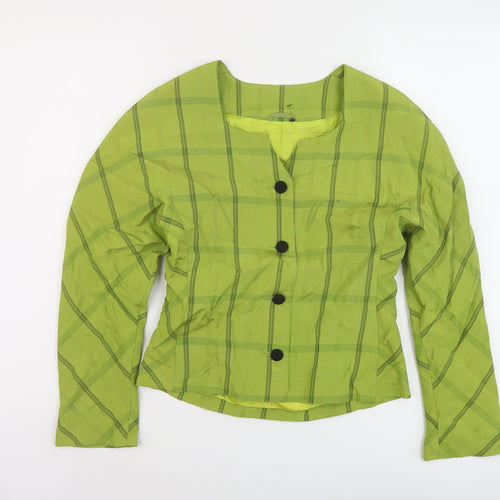 Homlles Womens Green Plaid Jacket Size 8 Button
