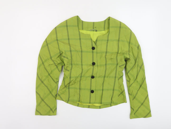 Homlles Womens Green Plaid Jacket Size 8 Button