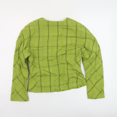 Homlles Womens Green Plaid Jacket Size 8 Button