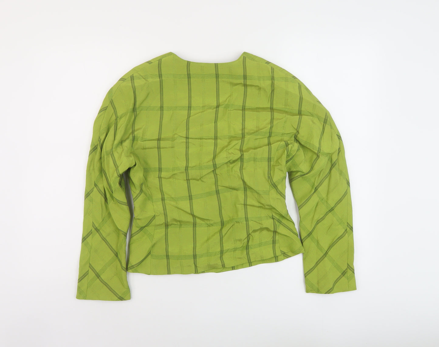 Homlles Womens Green Plaid Jacket Size 8 Button