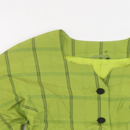 Homlles Womens Green Plaid Jacket Size 8 Button